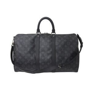 LOUIS VUITTON Eclipse Black Keepall Bandouliere Boston Bag black